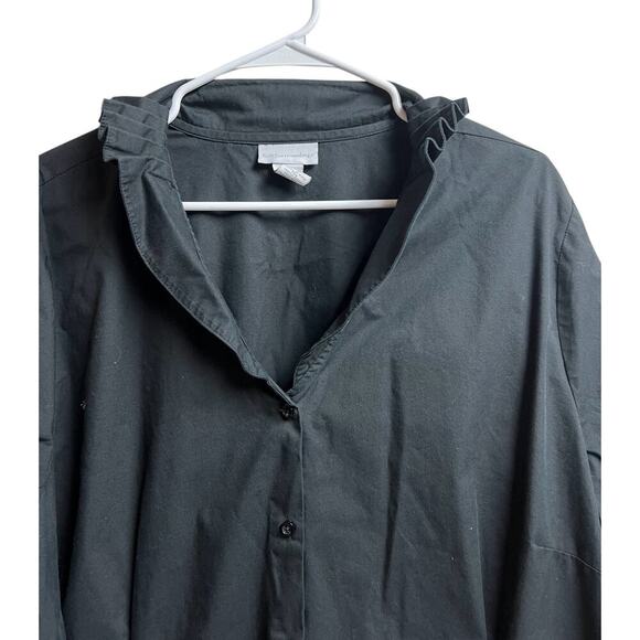 Soft Surroundings Black Button Up Pleated Collar Cuffs Women's Shirt 3X - Picture 3 of 7